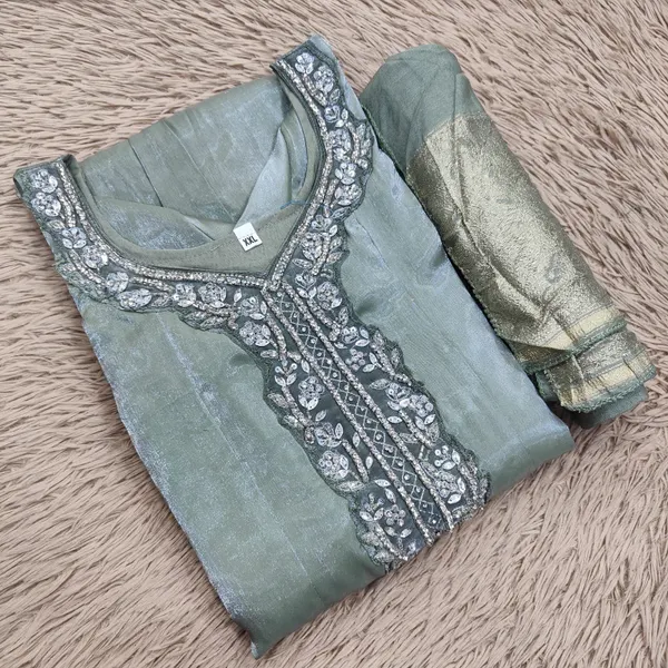 Premium Glass Roman Long Panel Anarkali with Dupatta | KS1184